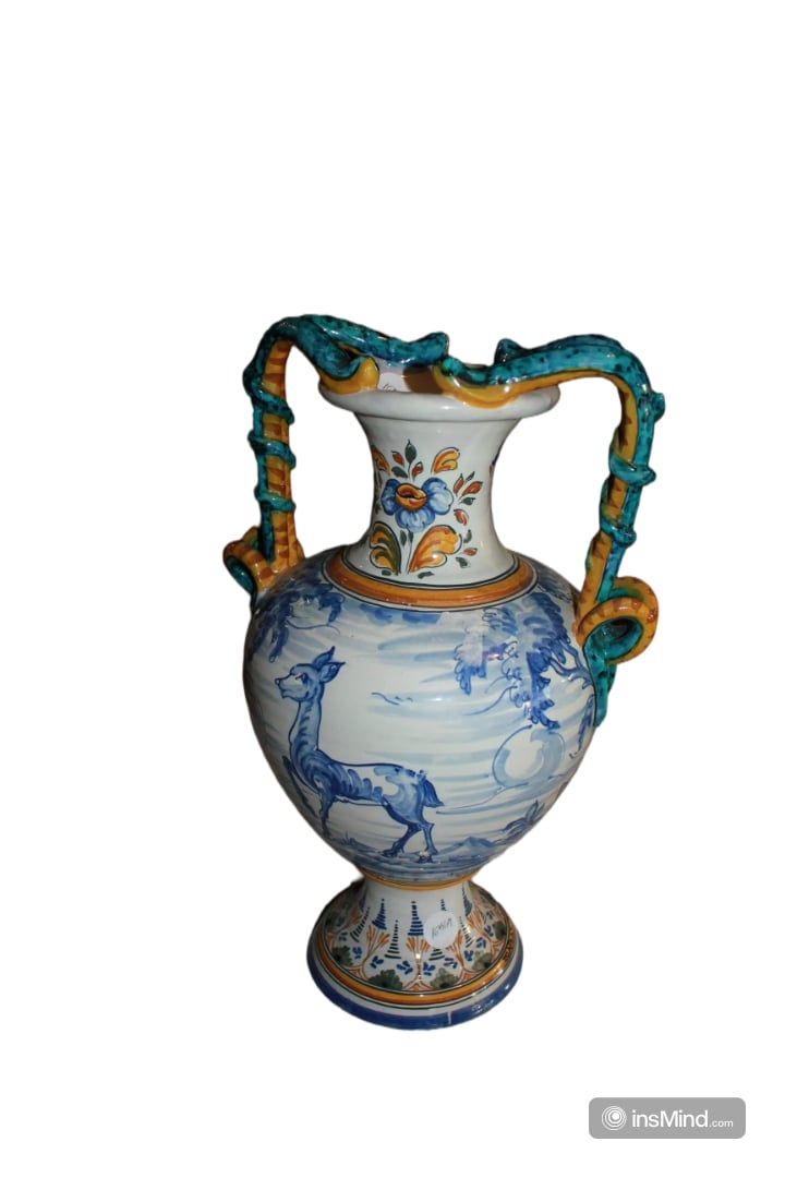 Late 19th Century Art Nouveau Ceramic Vase with Animal Motifs