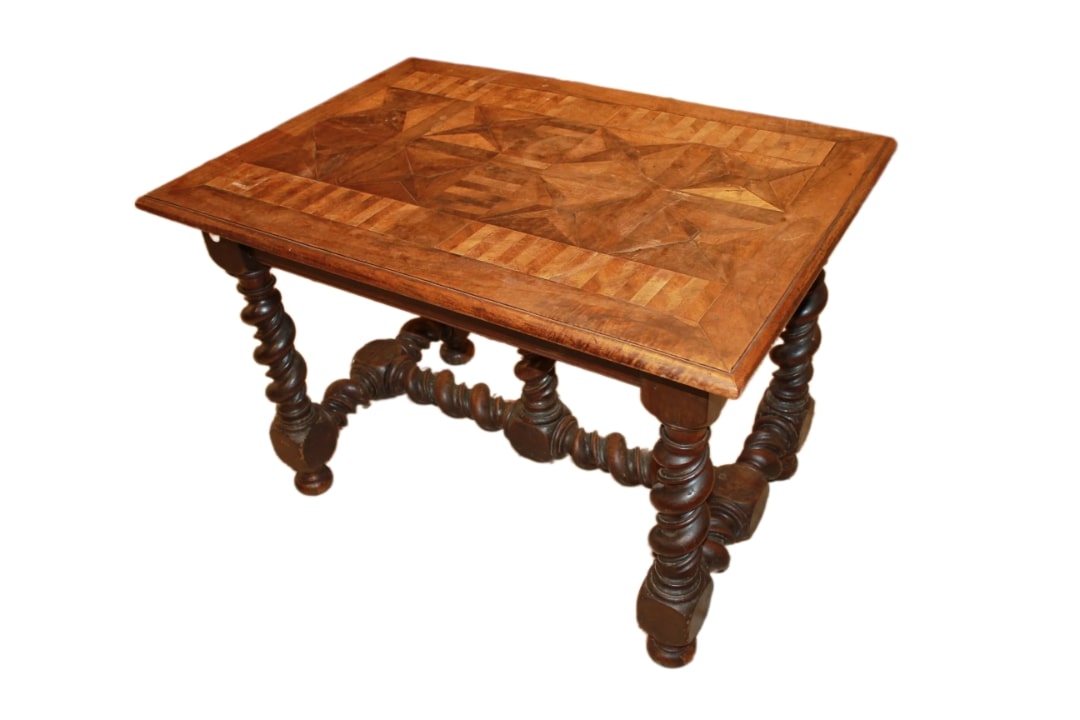 Medium-Sized Rustic Italian Table with Torchon Legs – Mid-19th Century