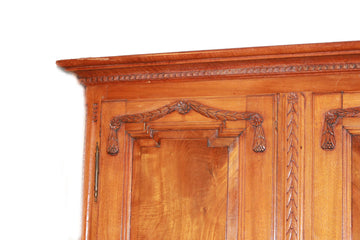 French Two-Section Cherry Wood Sideboard – Early 19th Century, Paneled Doors & Carvings