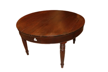 Large circular extendable table from the early 19th century in walnut wood