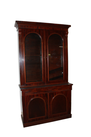 English bookcase from the first half of the 19th century, Victorian style in mahogany wood