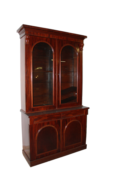 English bookcase from the first half of the 19th century, Victorian style in mahogany wood