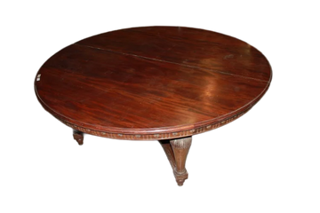 Large French table from the early 19th century, Louis XVI style, in mahogany wood, 2 meters in diameter