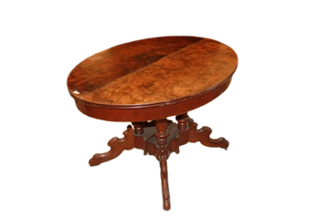 Table ovale extensible de style Biedermeier des années 1800 en racine de noyer