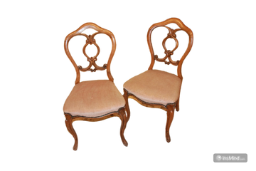 Group of 4 French Louis Philippe style chairs from the 1800s in walnut wood