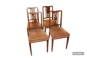 Group of 4 Victorian chairs in mahogany wood with marquetry fillet