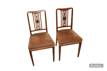 Group of 4 Victorian chairs in mahogany wood with marquetry fillet