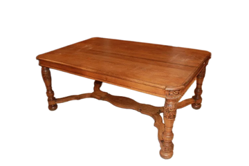 Table à rallonge rustique française de la seconde moitié du 19ème siècle en bois de chêne