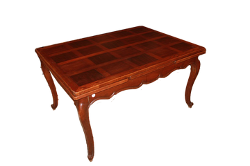 Table provençale à rallonges du début des années 1900 en merisier avec plateau parquet