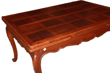 Table provençale à rallonges du début des années 1900 en merisier avec plateau parquet