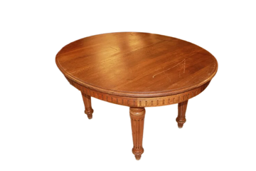 Table française ovale à rallonge de style Louis XVI en bois de noyer, fin du 19ème siècle