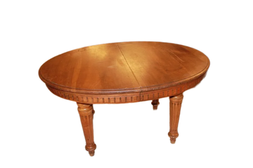 Table française ovale à rallonge de style Louis XVI en bois de noyer, fin du 19ème siècle