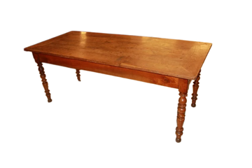 Table rectangulaire fixe de style rustique français du 19ème siècle en merisier à 4 pieds