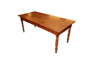 Table rectangulaire fixe de style rustique français du 19ème siècle en merisier à 4 pieds