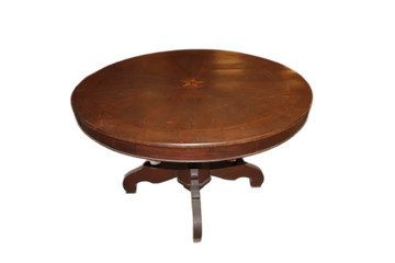 Grande table espagnole du début du 19ème siècle en bois de noyer avec motif incrusté