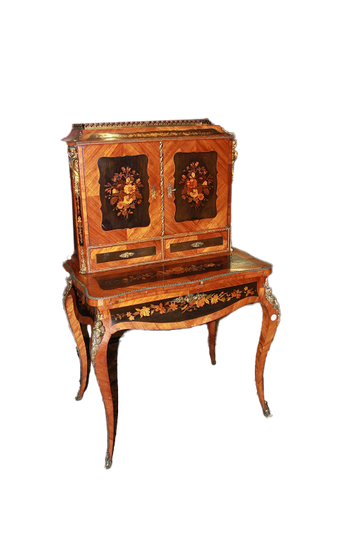 French cabinet from the first half of the 19th century, richly inlaid Louis XV style