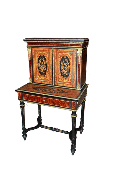 Bonheur Du Jour Petit Bureau de style Louis XVI des années 1800 en bruyère et ébène