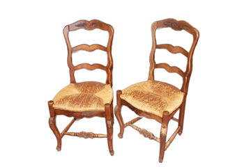 Group of 10 French Provençal style chairs in richly carved walnut wood