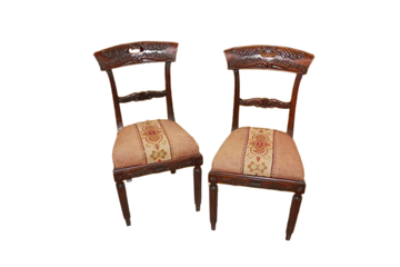 Group of 4 French Empire style chairs with richly carved backs