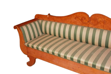 Sofa from Northern Europe 1800s Birch Wood Biedermeier Style with Carved Motifs