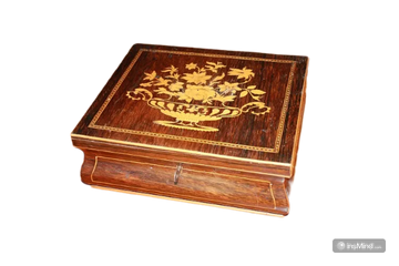 Small French box from the 1800s, inlaid with rosewood