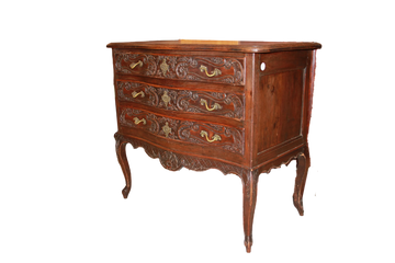 Small French Provencal Style Chest of Drawers from the 1800s, Lavishly Carved in Walnut