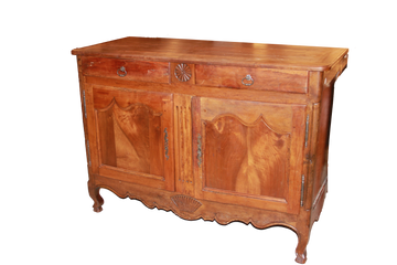 Mid-1800s Provencal Walnut Sideboard with 2 Doors and 2 Drawers