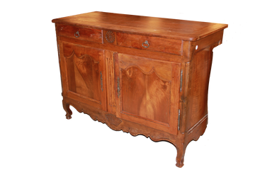 Mid-1800s Provencal Walnut Sideboard with 2 Doors and 2 Drawers