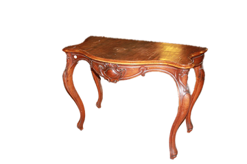 Table console italienne du milieu du 19ème siècle de style Louis Philippe en bois de noyer