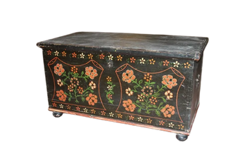 Small 19th Century Tyrolean Blue Lacquered chest with Floral Motifs