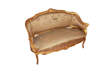 French Louis XV Style Gilded Wood Living Room Set from the Mid-19th Century: 2 Armchairs, 1 Sofa