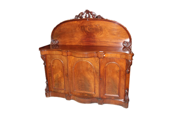 Credenza Sideboard Inglese del 1800 In Legno di Mogano con Alzatina Intagliata