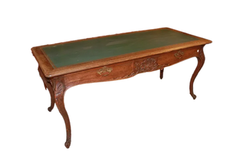 Writing Desk with Leather Top in Oak Wood, Provencal Style, 1800