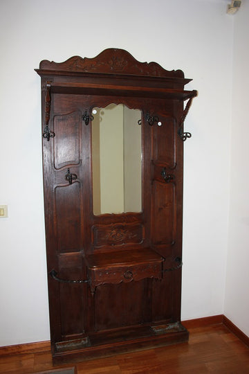 Cappottiera Appendiabiti stile Provenzale Francese del 1800 In Legno di Rovere