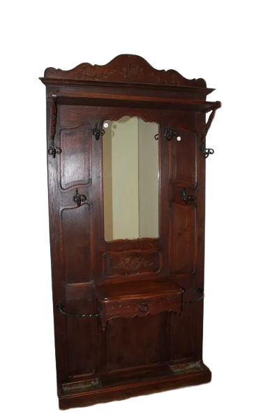 Cappottiera Appendiabiti stile Provenzale Francese del 1800 In Legno di Rovere