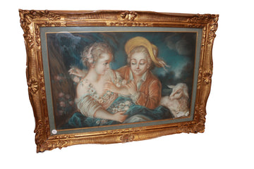 19th-Century French Pastel Depicting Figures