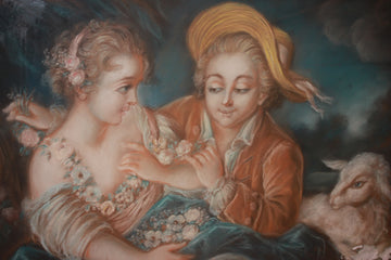 19th-Century French Pastel Depicting Figures