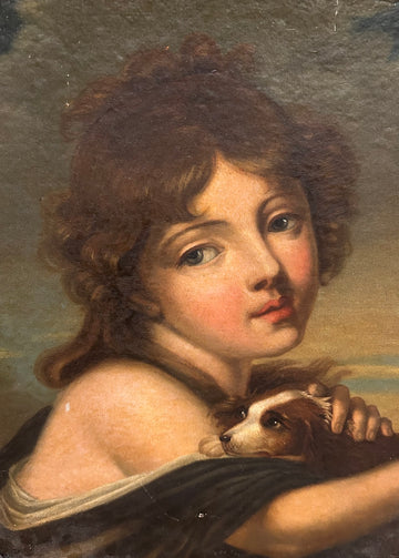 Petit Portrait en Oleographie d'une Jeune Fille du XIXe Siècle