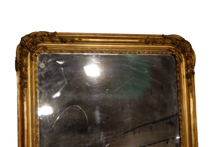 Grande specchiera antica francese del 1800 dorata foglia oro