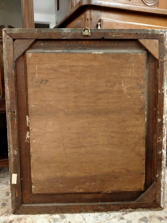 Antica specchiera  francese rettangolare dorata ed intagliata 1800 