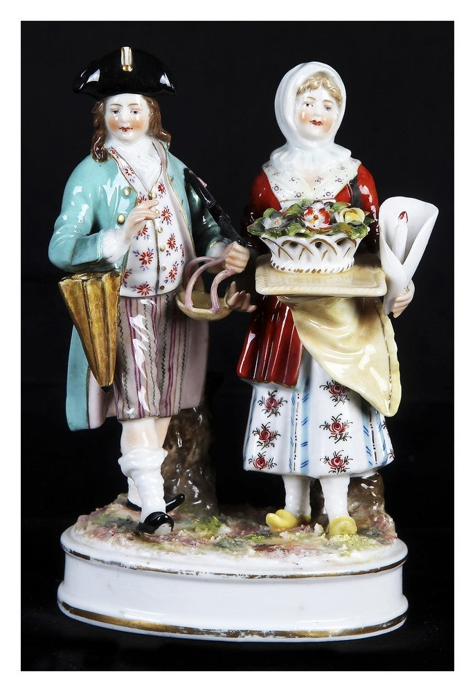 Antiche statuine in porcellana antica tedesca Sin Zin Dorrf del 1800
